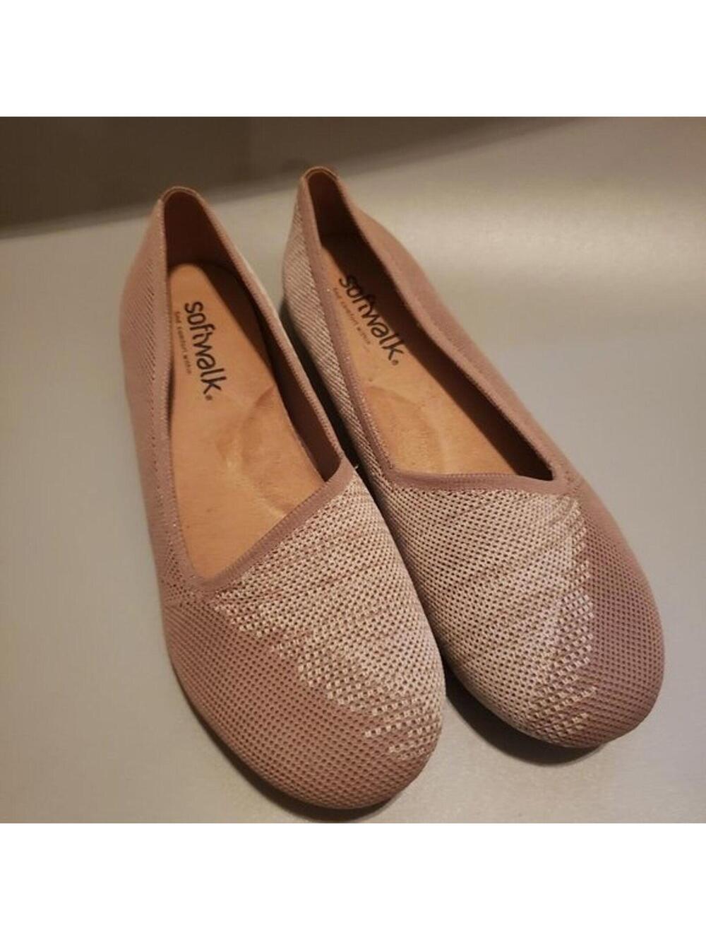 New Softwalk beige tan fabric flats comfy 10.5 W